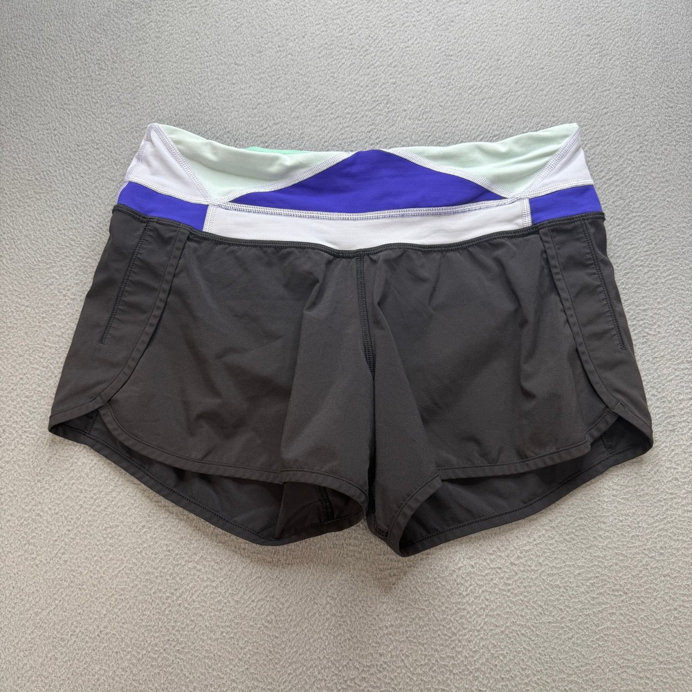 Lululemon Speed Short Women 4 Black/Multicolor Swift Active Running Gym Shorts